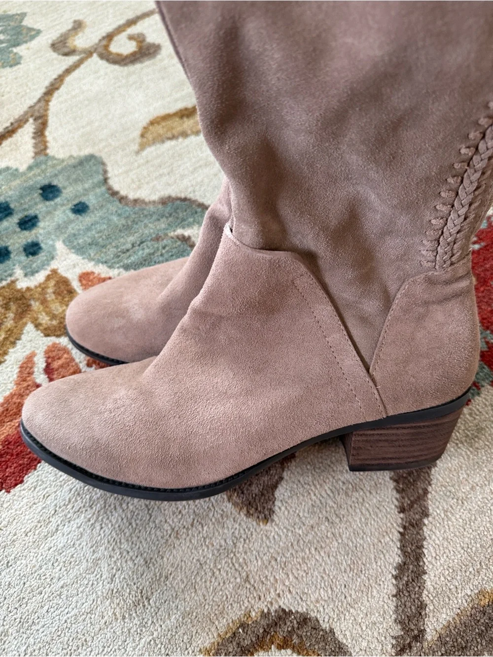 Vince Camuto Women's Over-the-Knee Suede Block Heel Boot - Beige